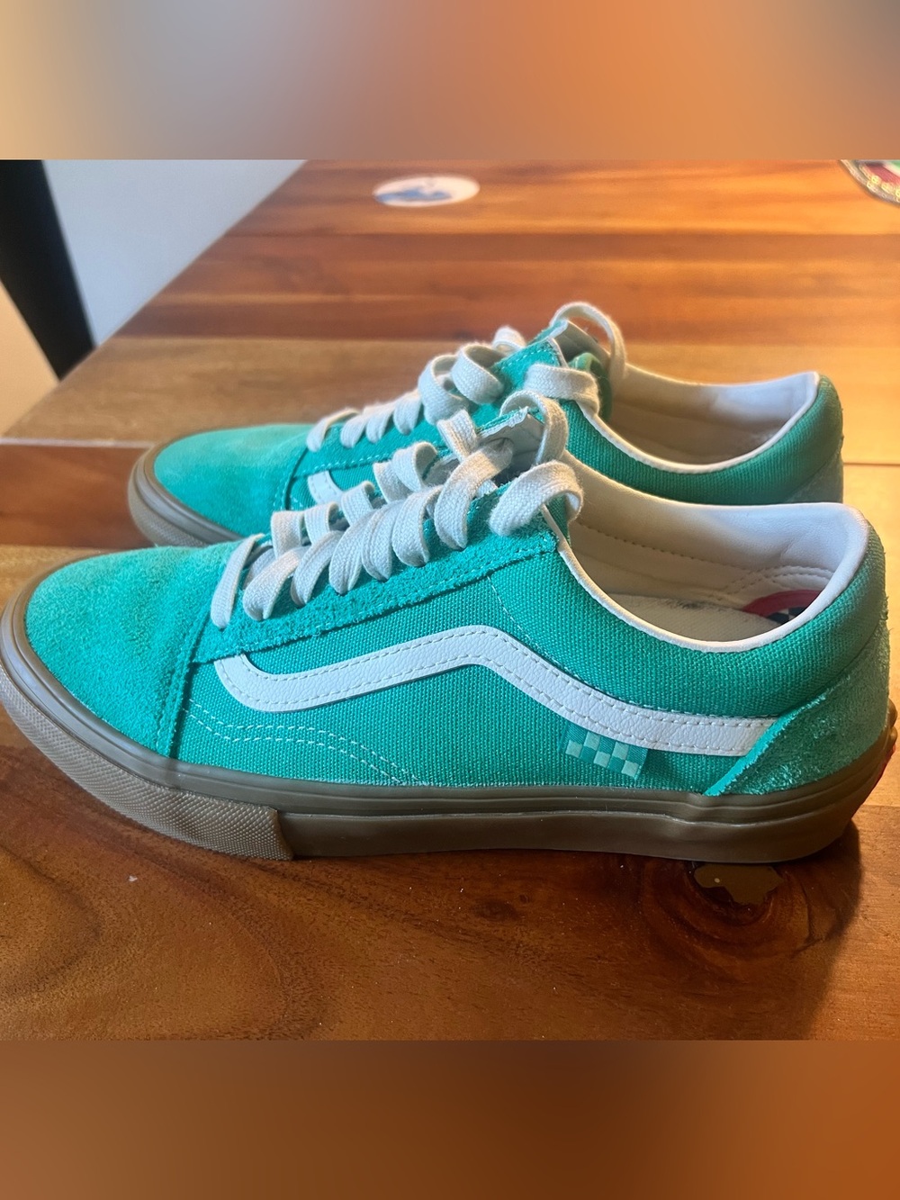 Vans Teal Low-Top Canvas Sneakers with White Stripe